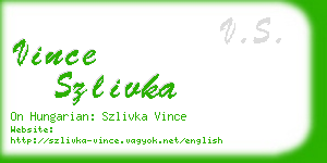 vince szlivka business card